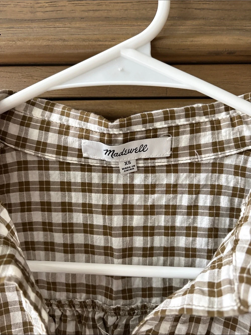 Madewell Brown & White Gingham Tie-Hem Button Shirt - Picture 2 of 2